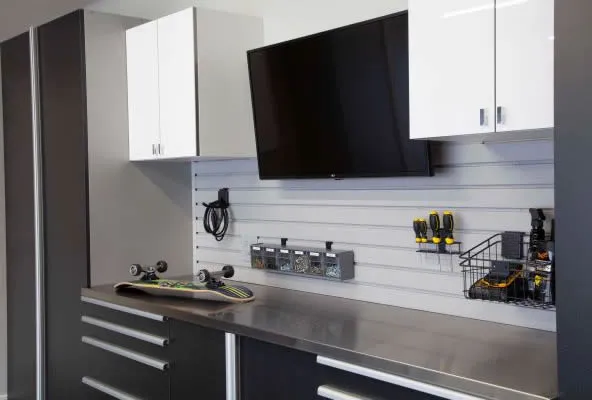 Custom Garage Workbench with Cabinet Storage